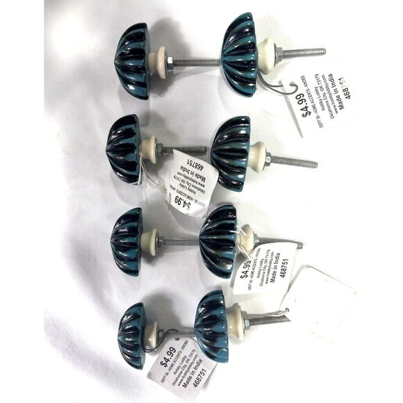 New Set of 8 Dark Teal / Black Seashell Rasin? Decorative Drawer Knob - Picture 4 of 6